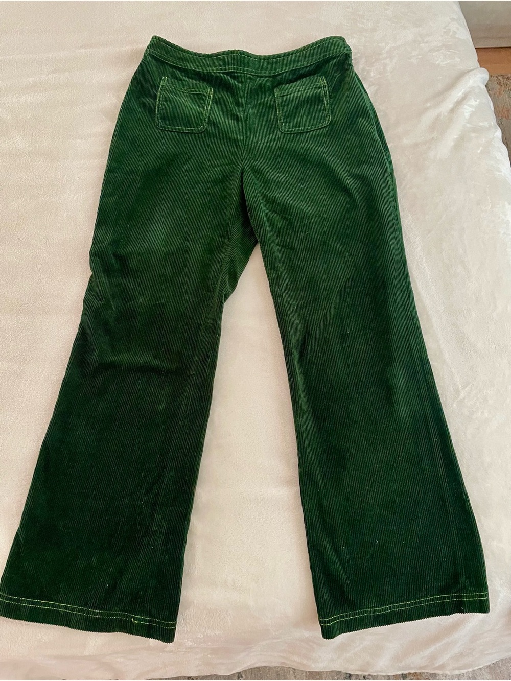 Green Straight Leg Corduroy Pants